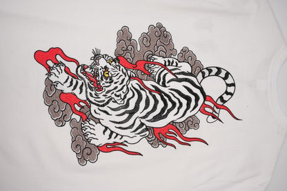 White Cloud Tiger Embroidered Tee