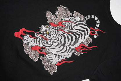 White Cloud Tiger Embroidered Tee