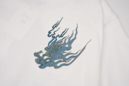Flaming White Tiger Embroidered Tee