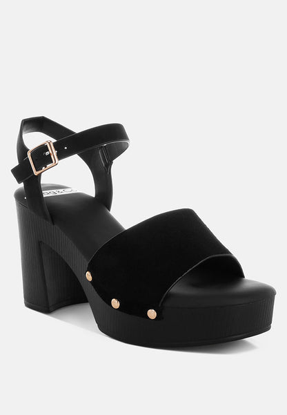 Daniela Genuine Suede Leather High Block Sandals