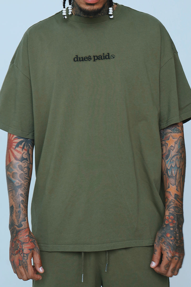 Dues Paid Oversize Shirt | Military Green