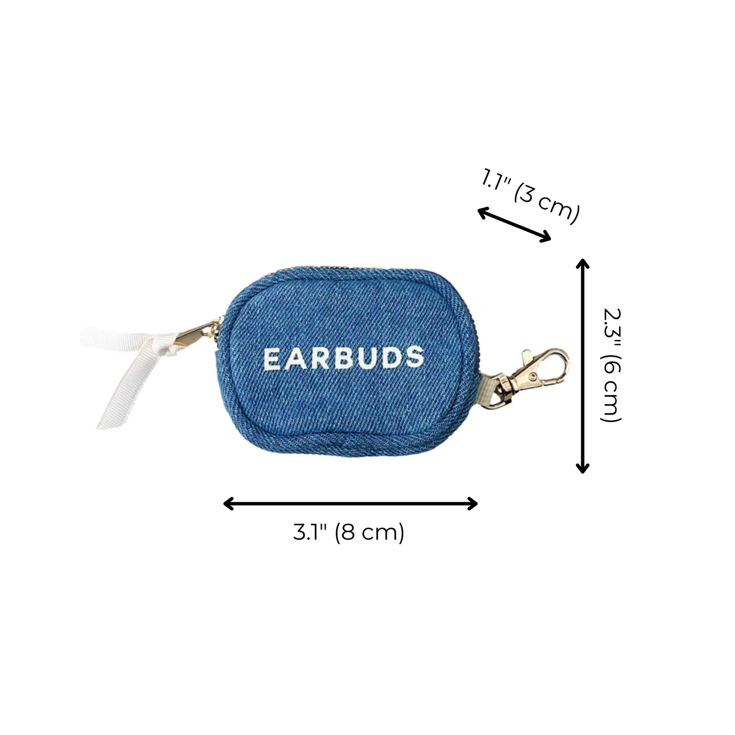 Earbuds/Airpods Case with Clasp | Denim