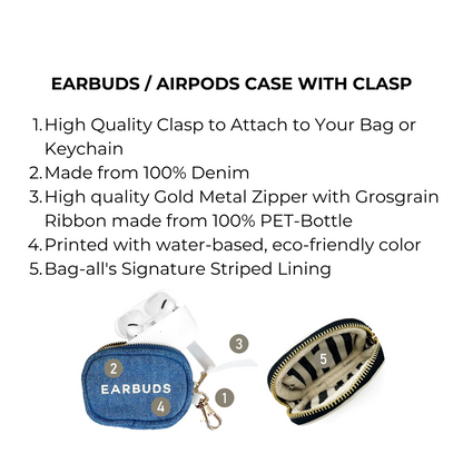 Earbuds/Airpods Case with Clasp | Denim
