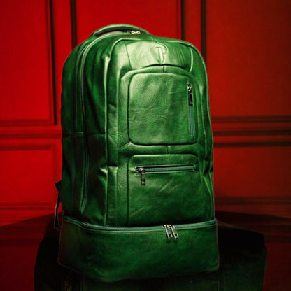 Emerald Green Leather Luxury Carry-On Backpack
