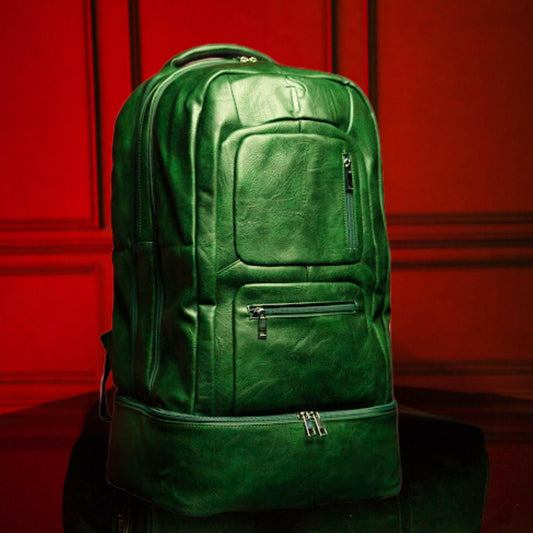 Emerald Green Leather Luxury Carry-On Backpack