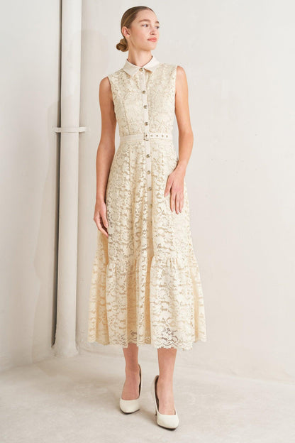 Romantic Woven Lace Midi Dress