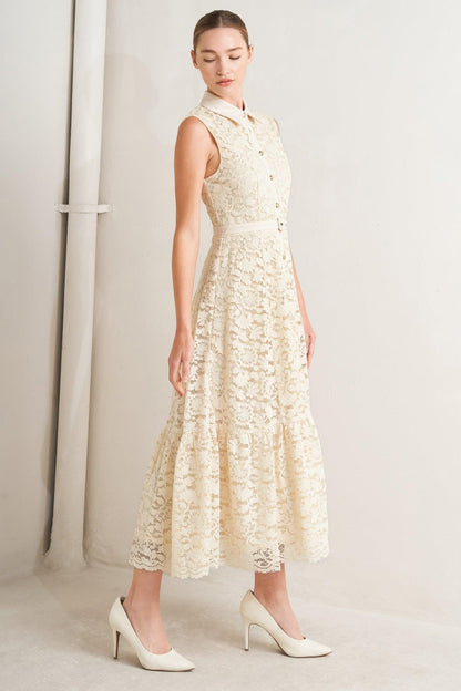 Romantic Woven Lace Midi Dress