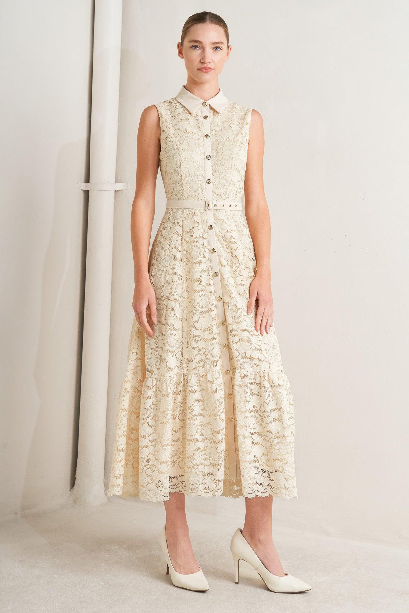 Romantic Woven Lace Midi Dress