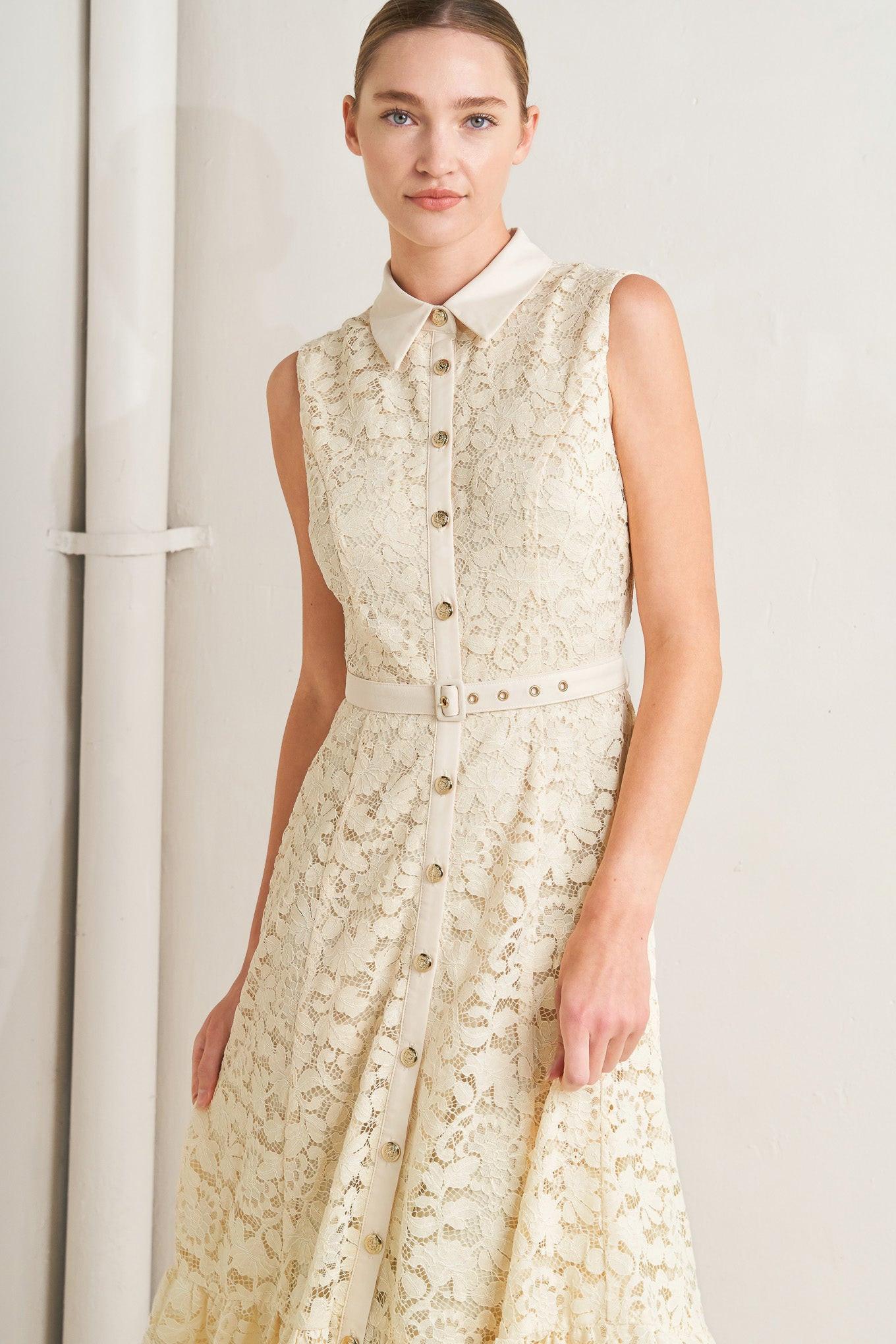 Romantic Woven Lace Midi Dress