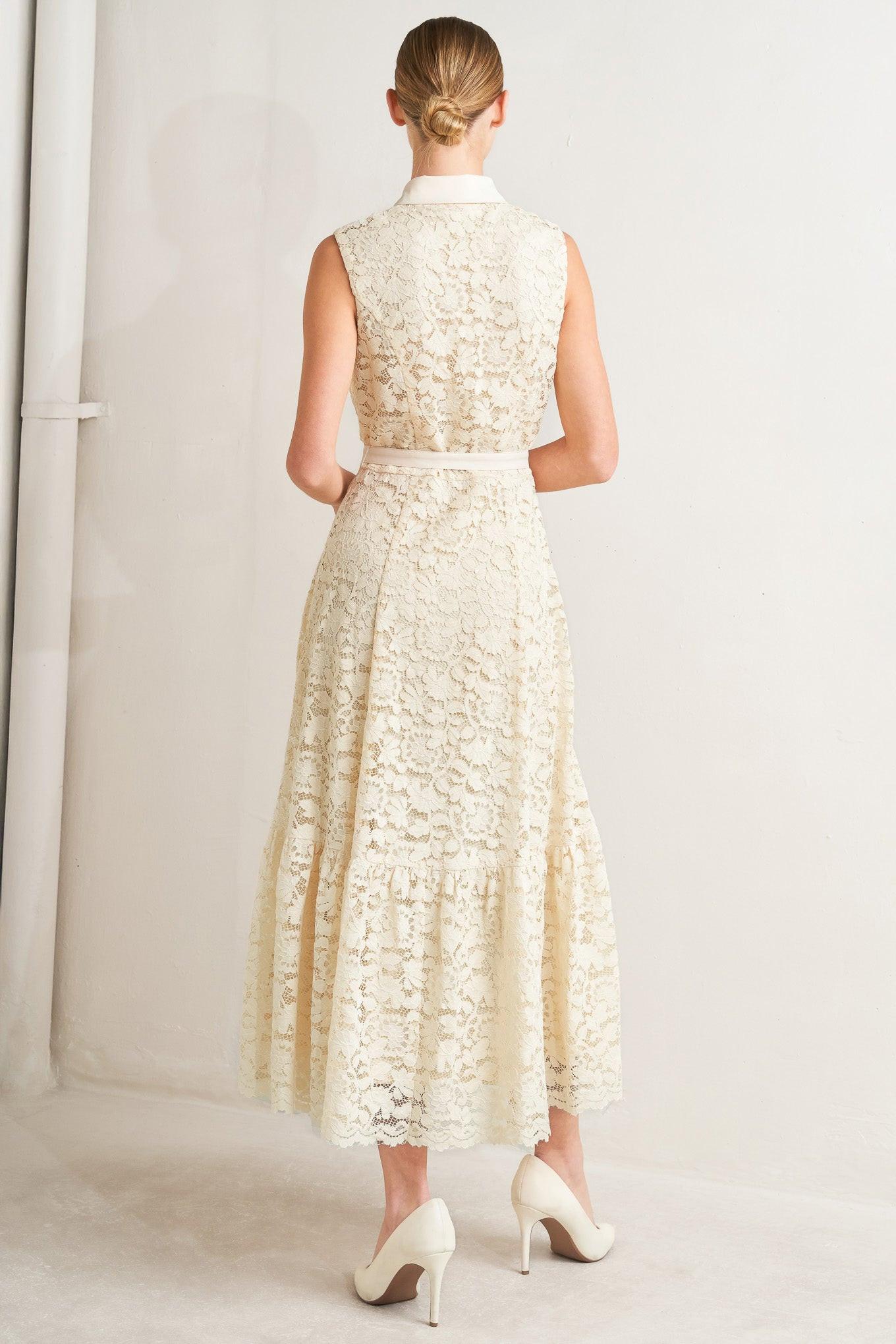 Romantic Woven Lace Midi Dress
