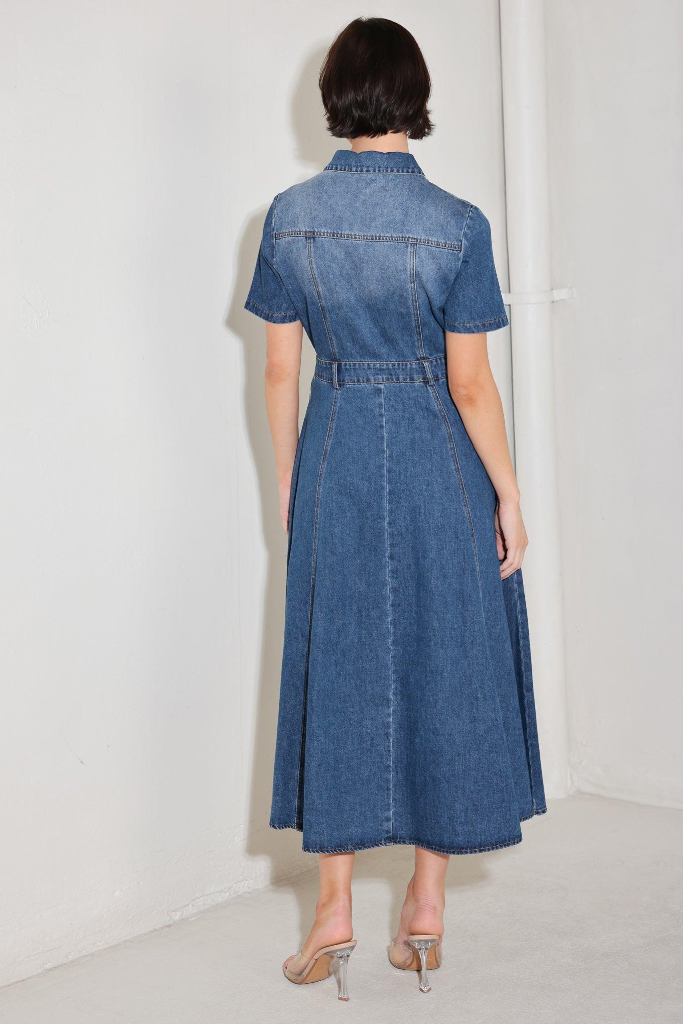 Blue Bird Promenade Denim Midi Dress