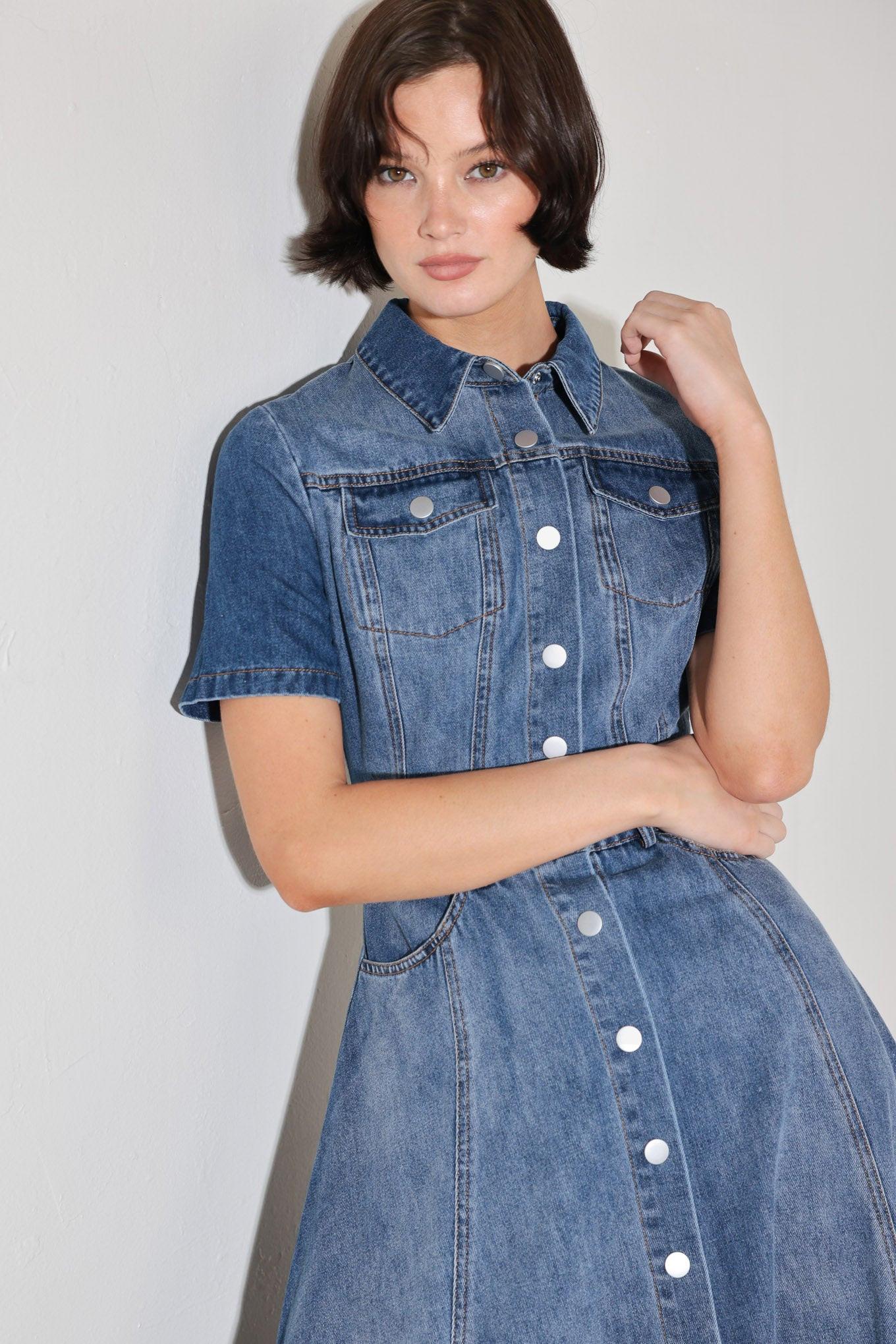 Blue Bird Promenade Denim Midi Dress