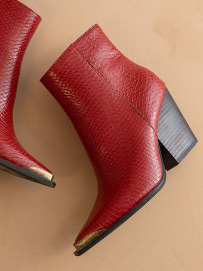 The Frankie | Red Pointed Toe Cap Bootie