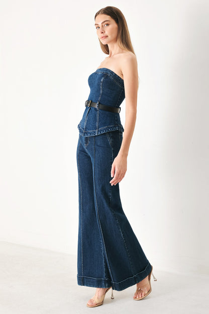Flare Denim Tube Top