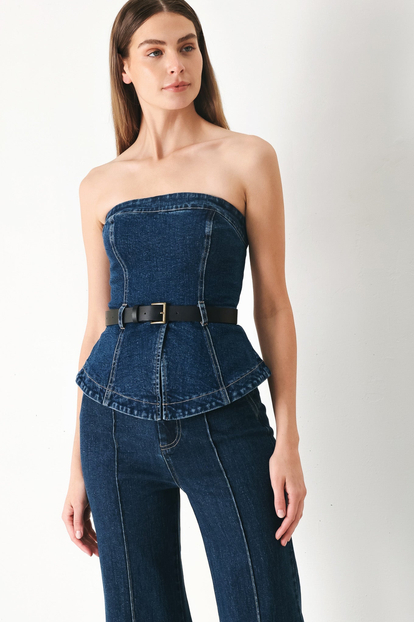 Flare Denim Tube Top