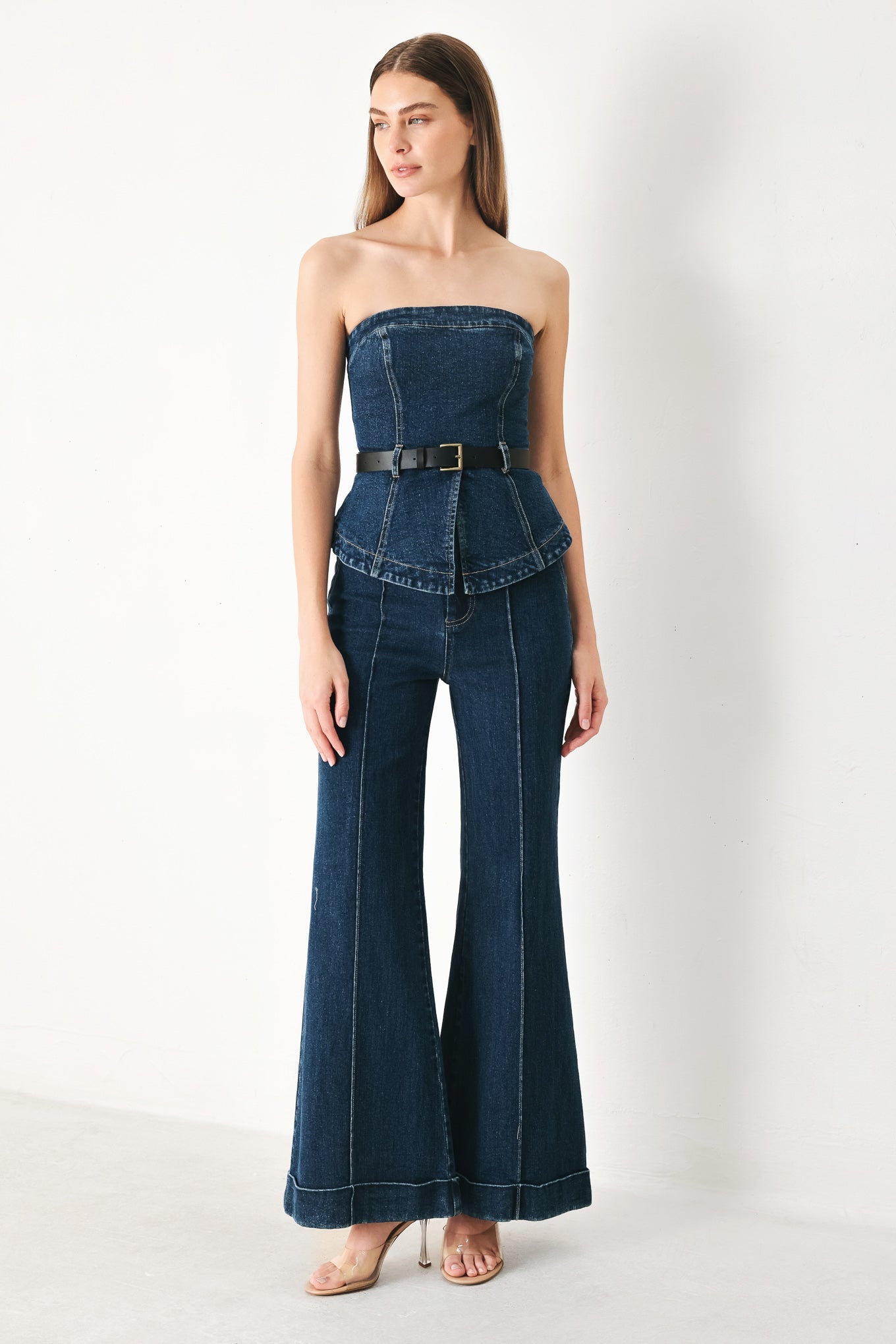 Flare Denim Tube Top