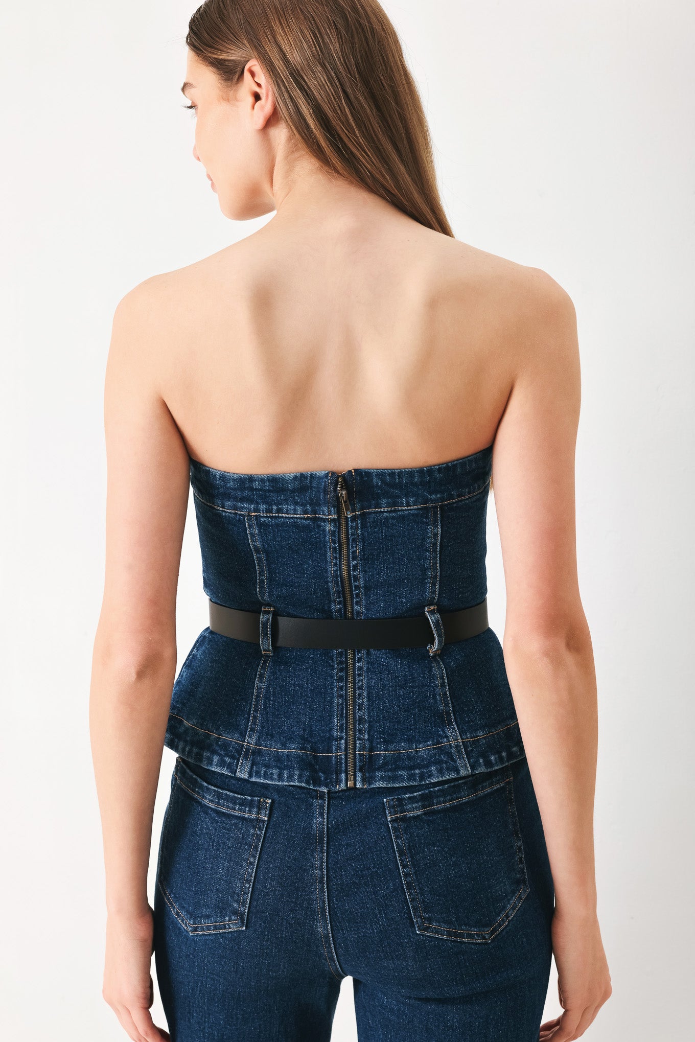 Flare Denim Tube Top
