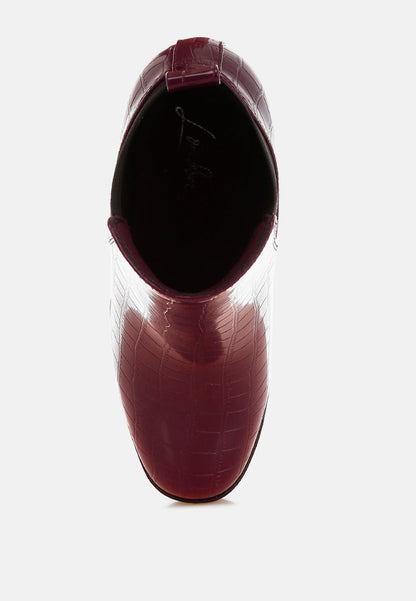 Foxy Faux Leather Croc Chelsea Boots