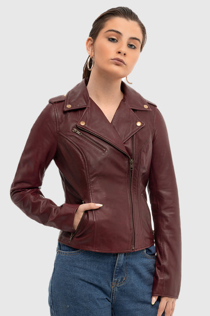 Harper Women's Lambskin Leather Moto Jacket
