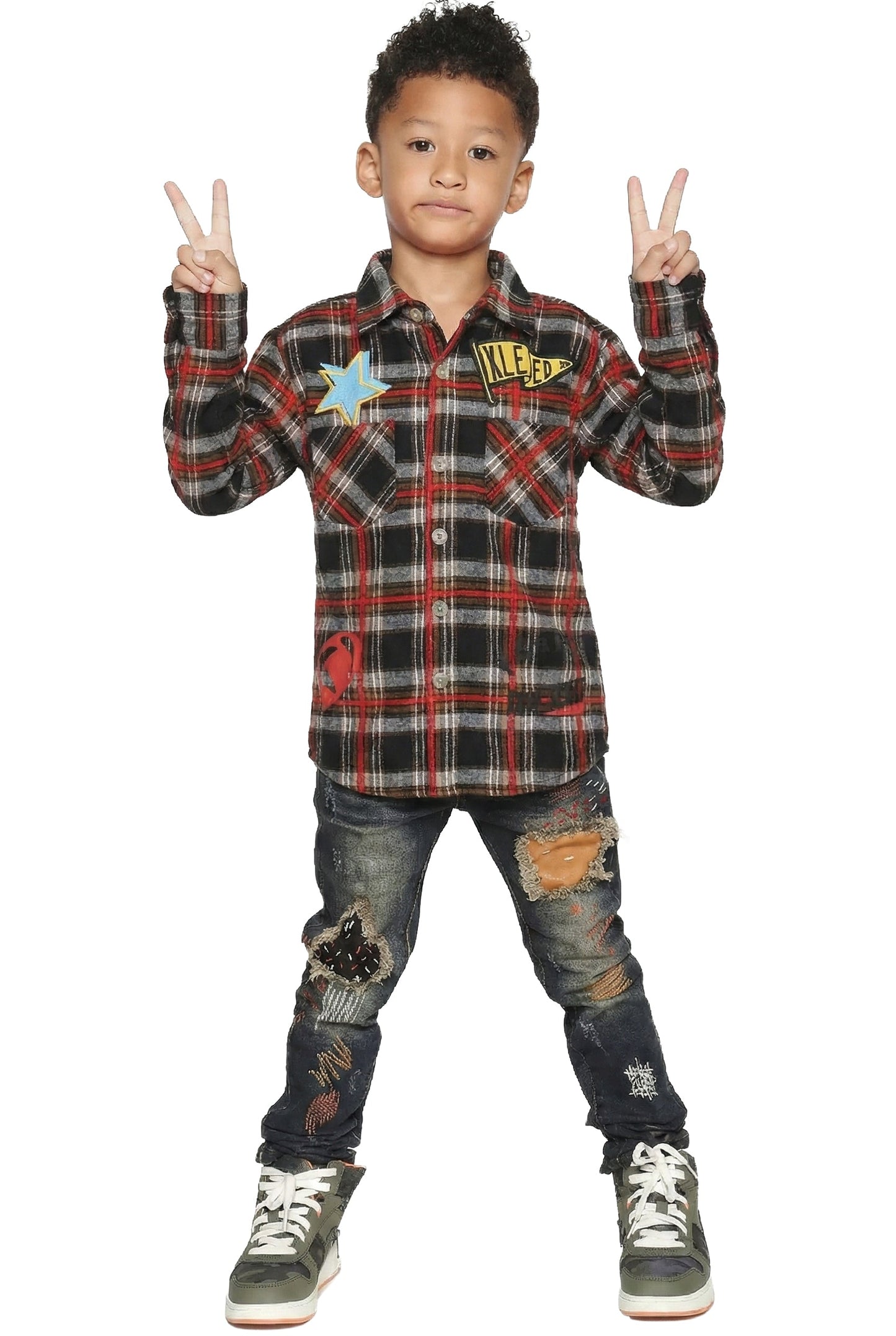 Premium Mid-weight Flannel Shirt With Heavy Embroidery Works, Patch Work & Print Effects