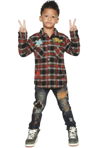 Premium Mid-weight Flannel Shirt With Heavy Embroidery Works, Patch Work & Print Effects
