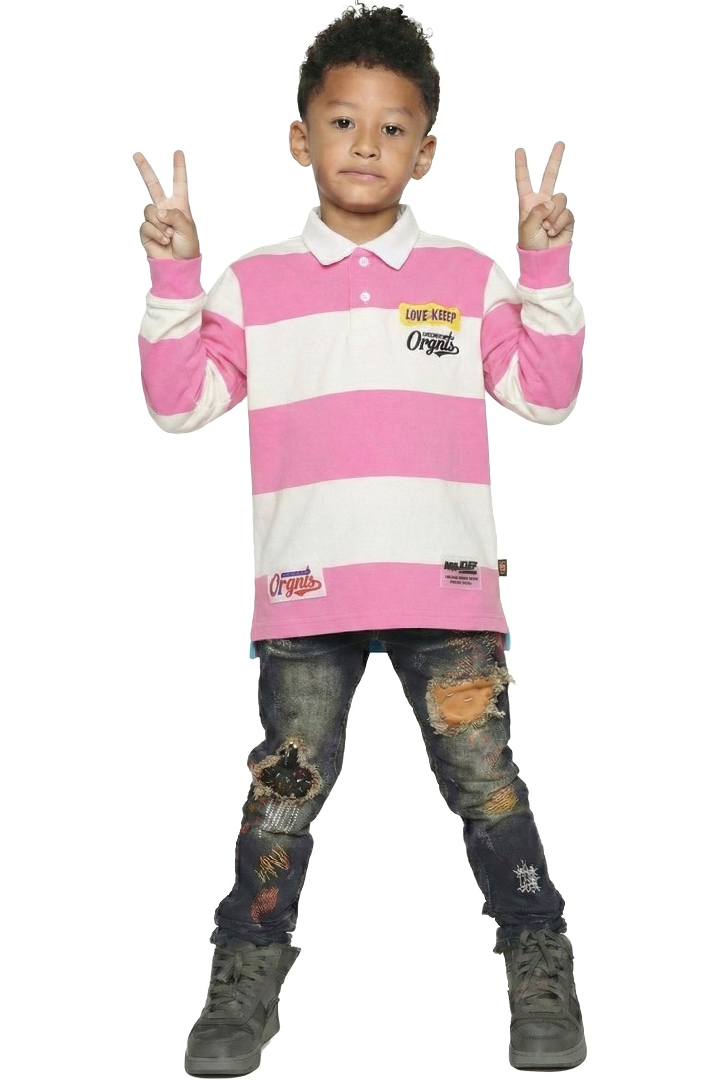 Long Sleeve Polo Shirt With Heavy Embroidery Works (PHRESH)