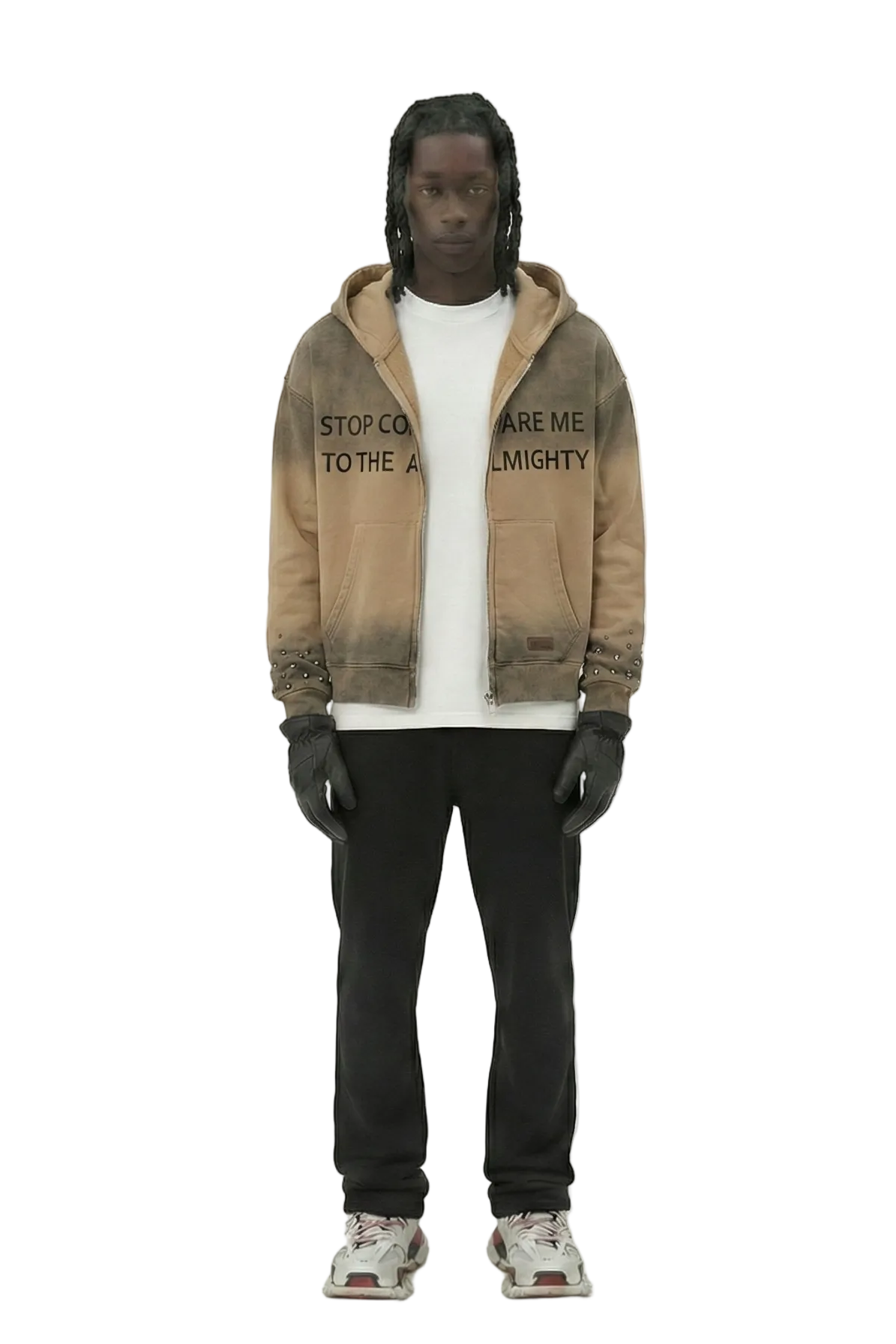 French Terry Long Sleeve Crop Top Full Zip Hoodie