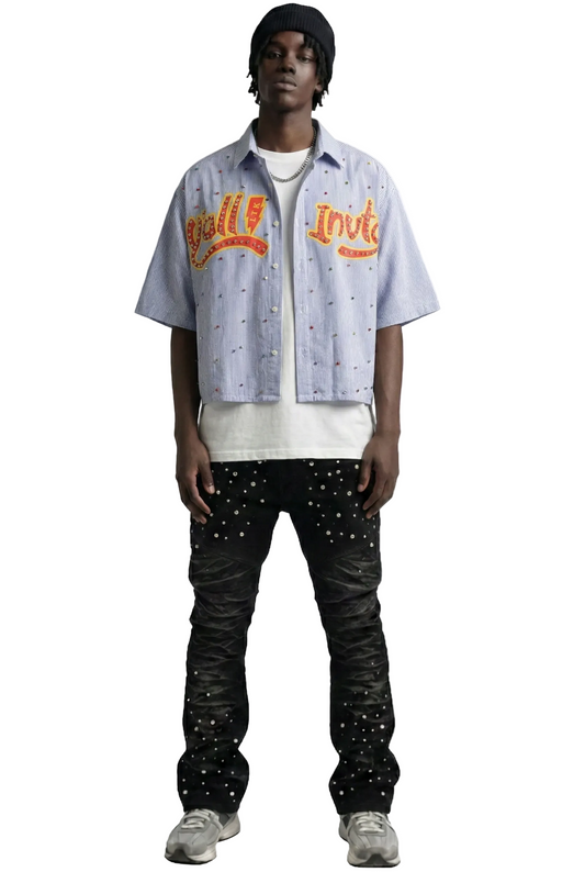 Washed Flannel Crop Top Button Down Shirt