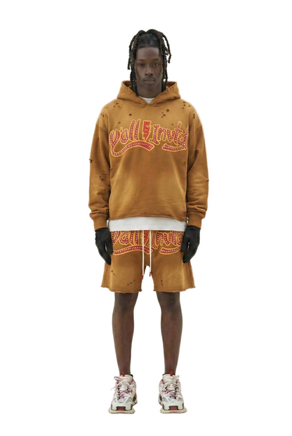 French Terry 3/4 Sleeve Crop Top Pullover Hoodie