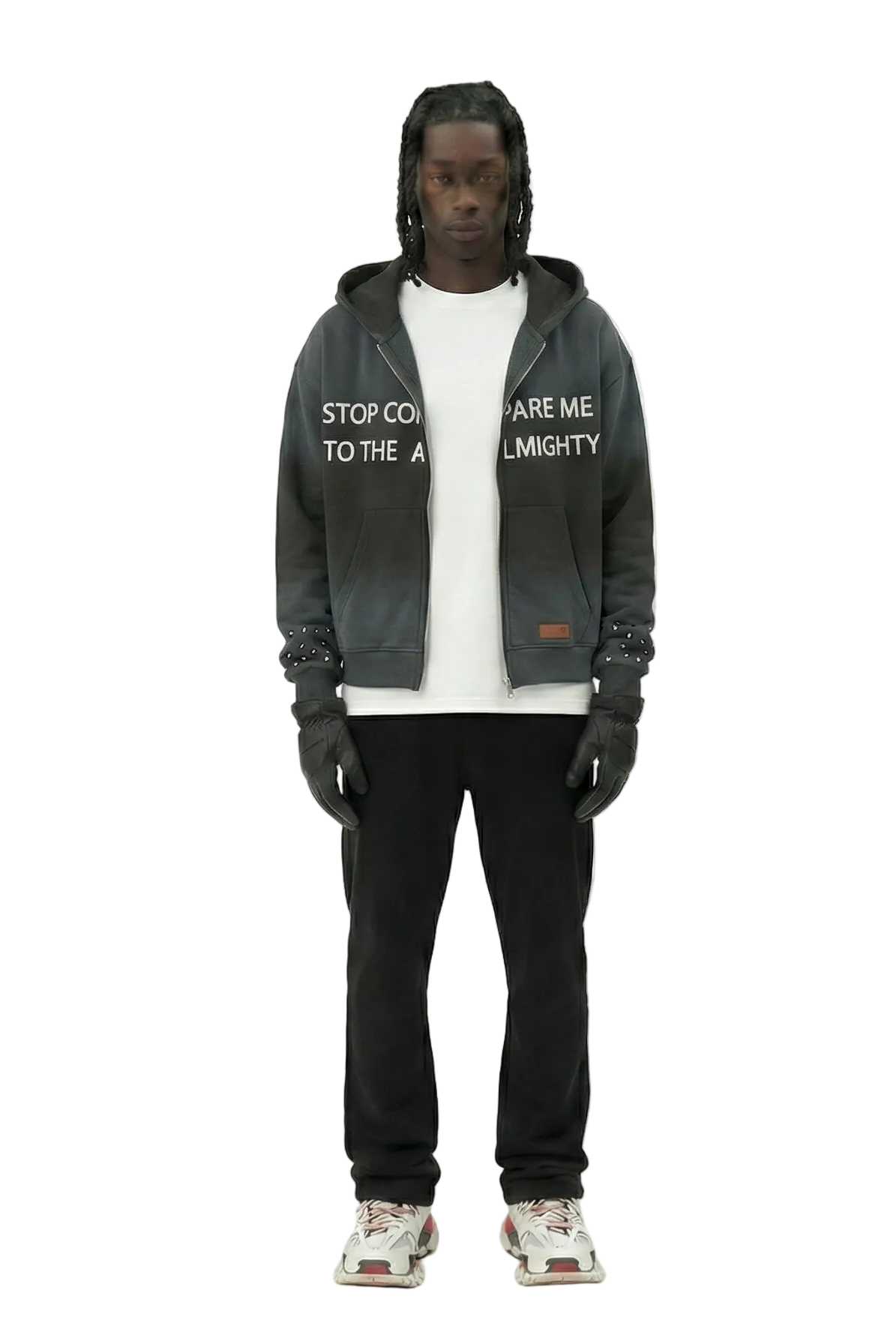 French Terry Long Sleeve Crop Top Full Zip Hoodie