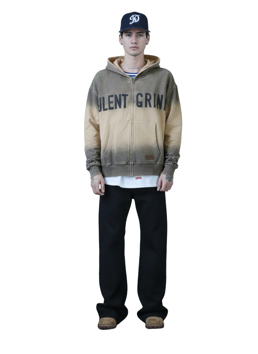 French Terry Long Sleeve Crop Top Full Zip Hoodie