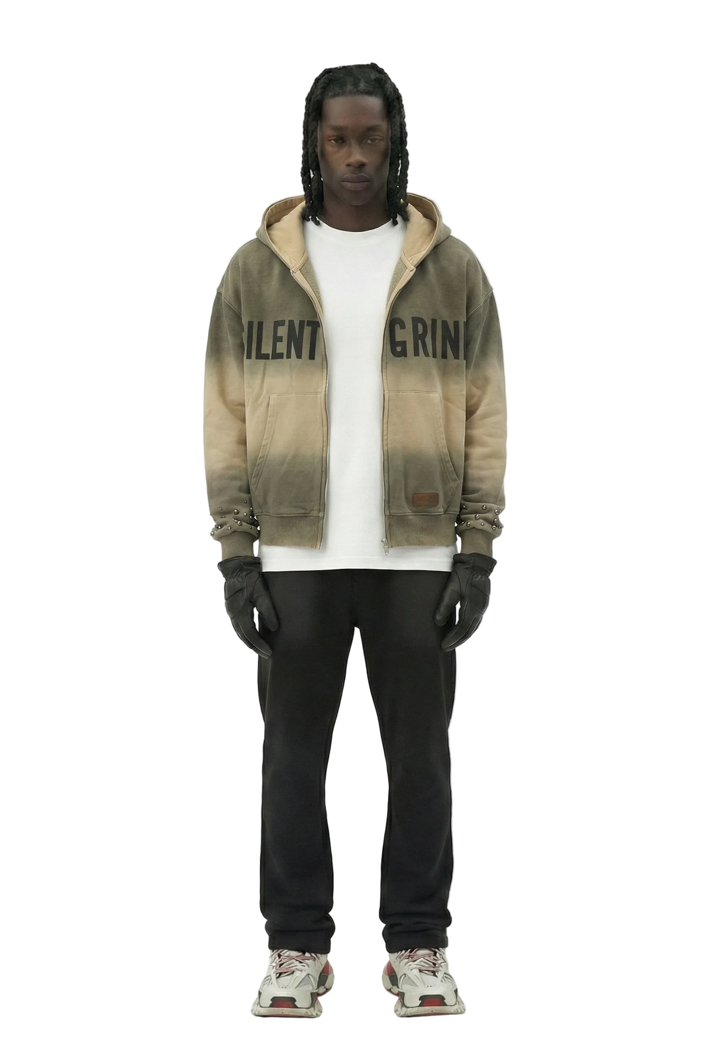 French Terry Long Sleeve Crop Top Full Zip Hoodie