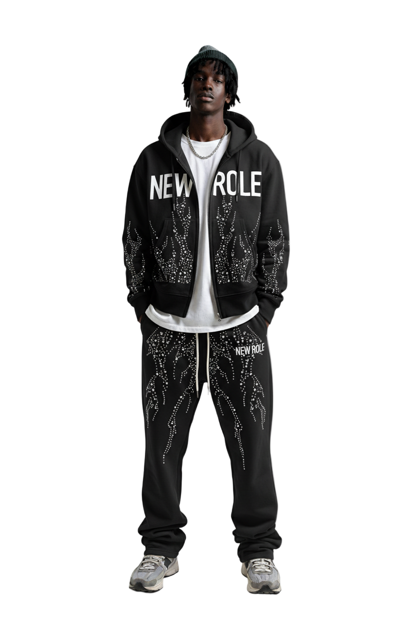 French Terry Long Sleeve Crop Top Full Zip Hoodie