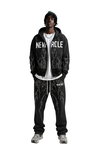 French Terry Long Sleeve Crop Top Full Zip Hoodie