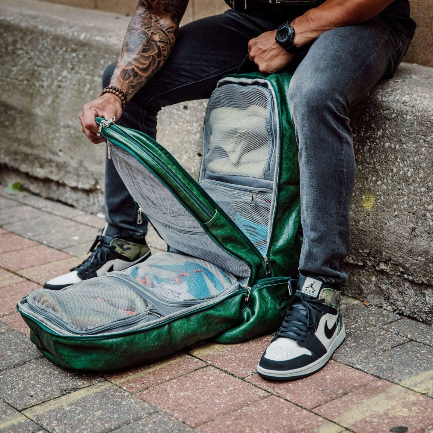 Emerald Green Leather Luxury Carry-On Backpack