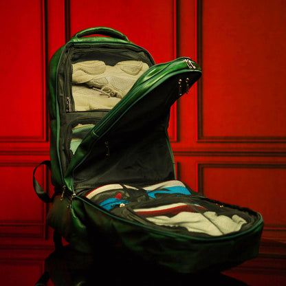 Emerald Green Leather Luxury Carry-On Backpack