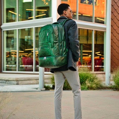 Emerald Green Leather Luxury Carry-On Backpack