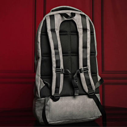 Grey Leather Luxury Carry-On Backpack