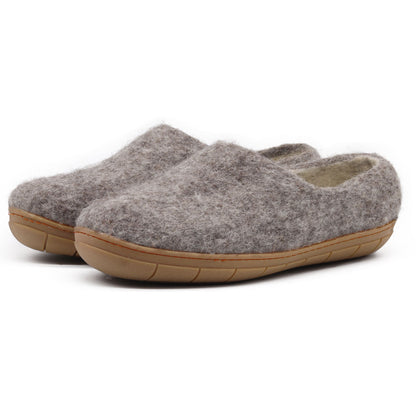 Victoria Wool House Shoe with Rubber Sole