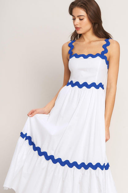 Santorini Waves Woven midi Dress