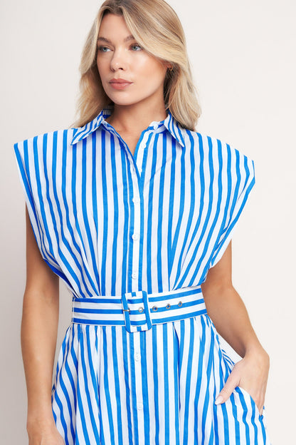 Bistro Stripe Woven midi Dress