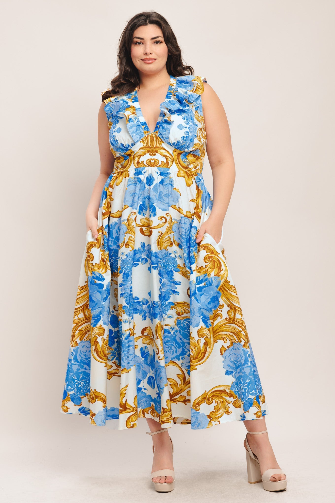 BBQ Bloom Woven Midi Dress