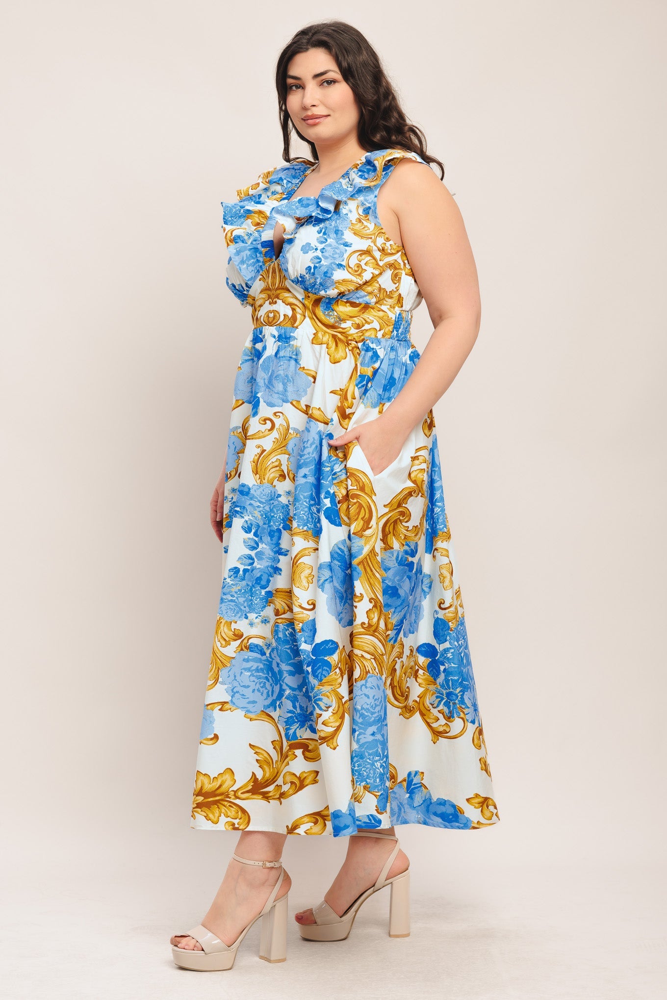 BBQ Bloom Woven Midi Dress