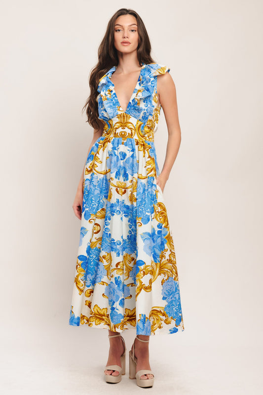BBQ Bloom Woven Midi Dress
