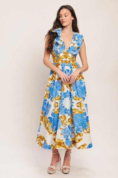 BBQ Bloom Woven Midi Dress