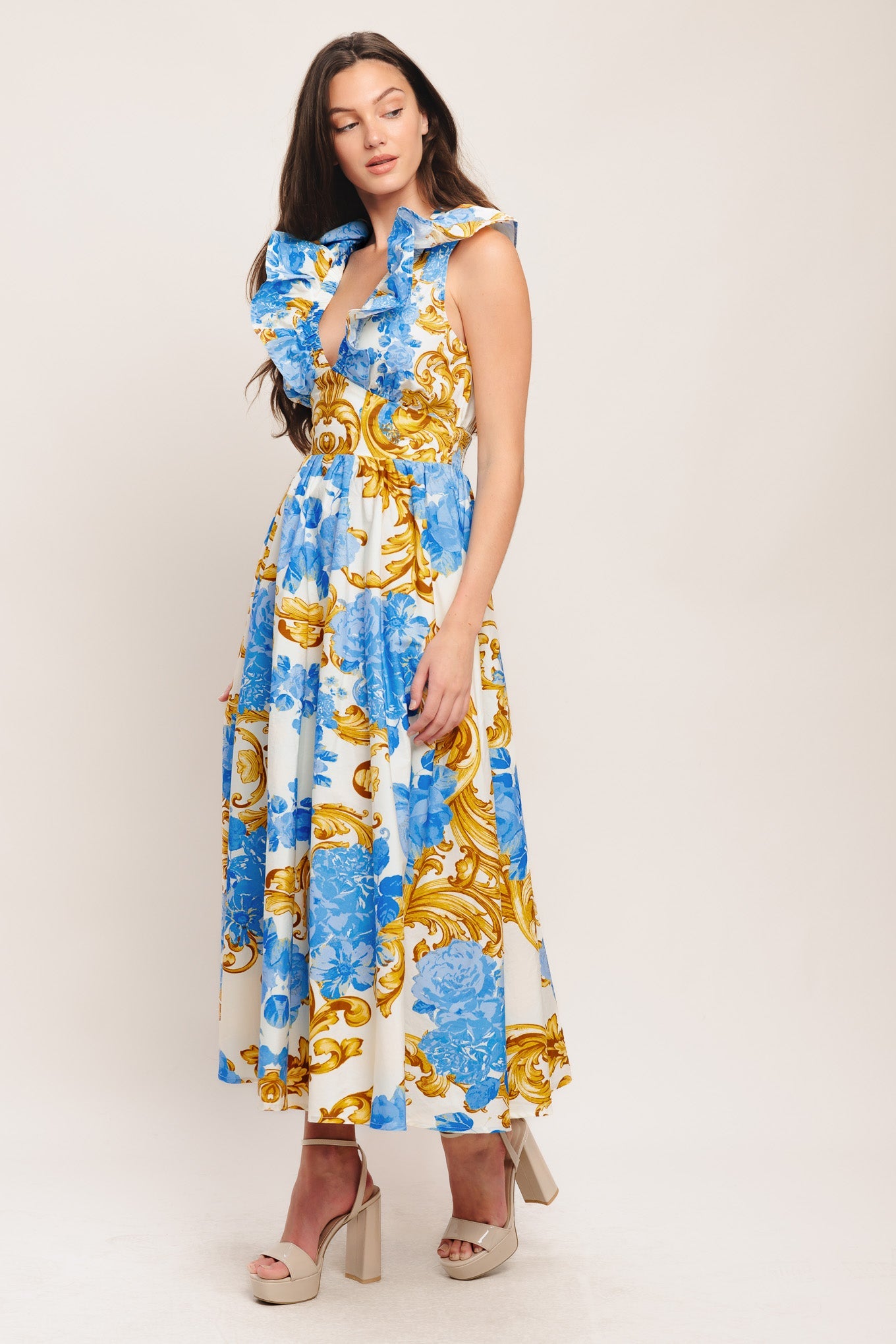 BBQ Bloom Woven Midi Dress