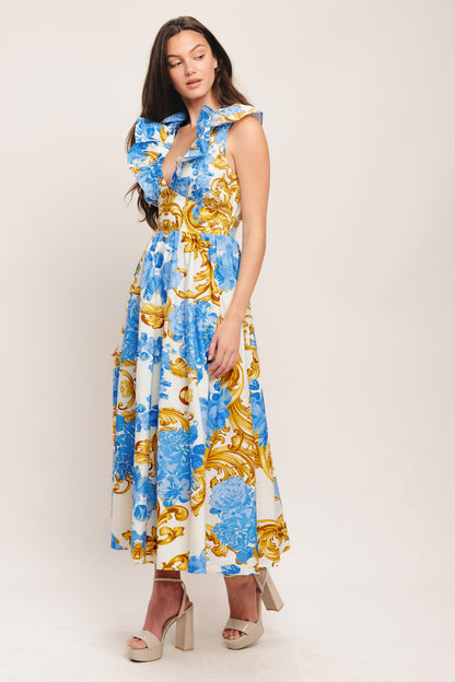 BBQ Bloom Woven Midi Dress