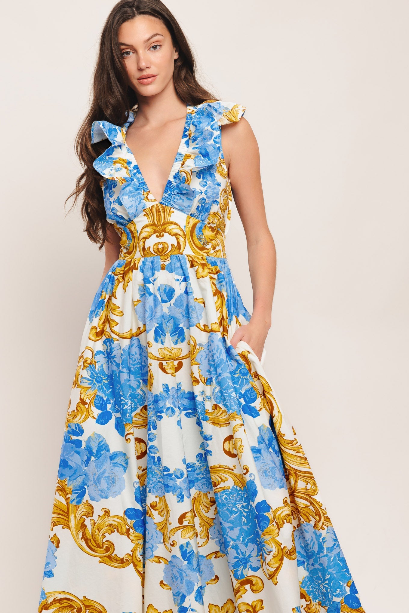 BBQ Bloom Woven Midi Dress