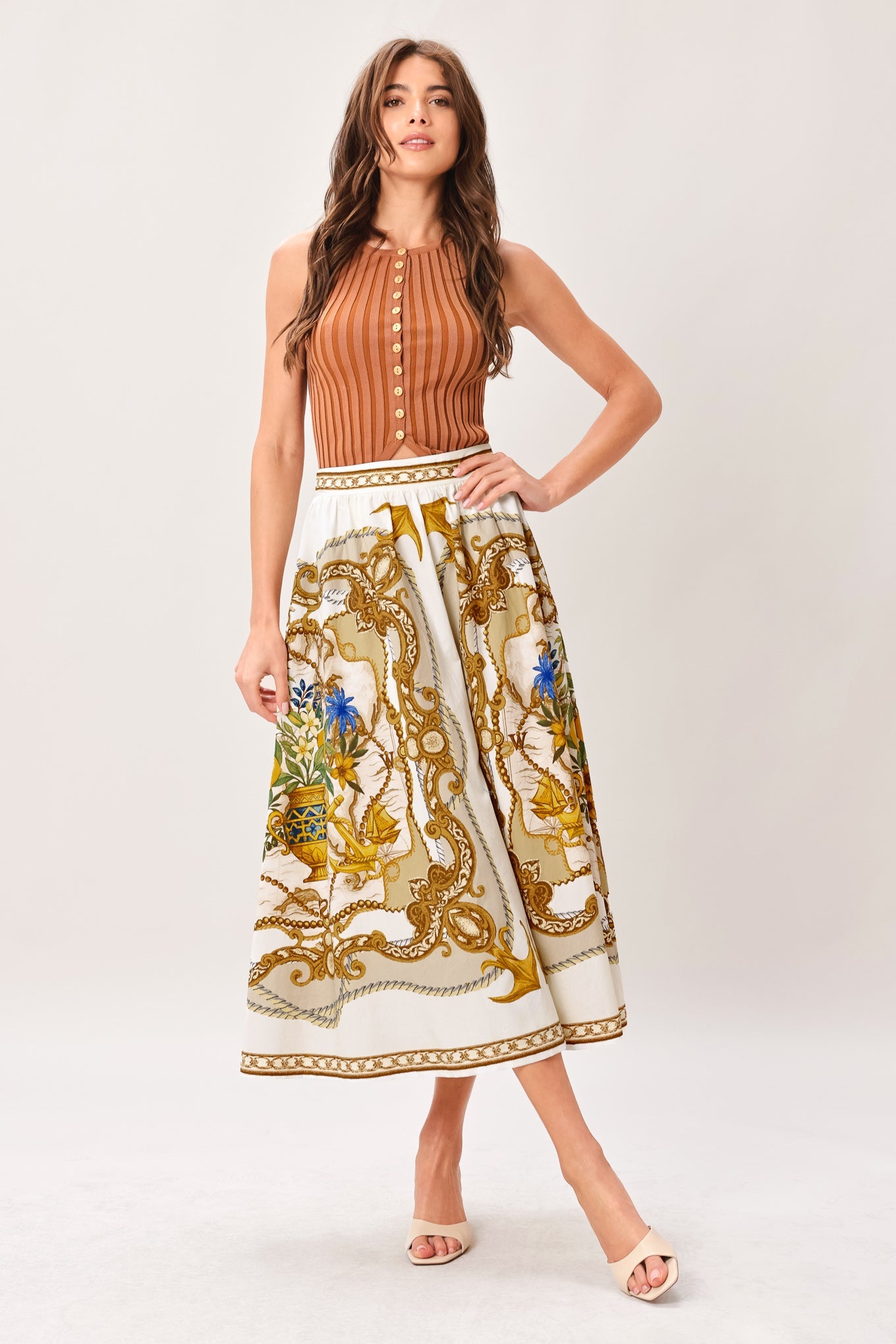 Baroque Escape Woven Midi Dress