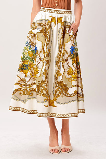 Baroque Escape Woven Midi Dress